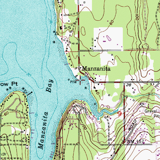 Topographic Map of Manzanita, WA