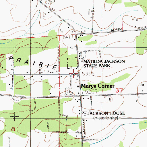 Topographic Map of Marys Corner, WA