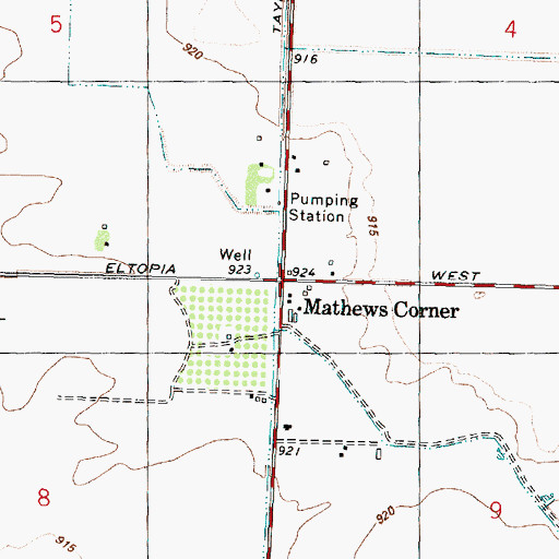 Topographic Map of Mathews Corner, WA