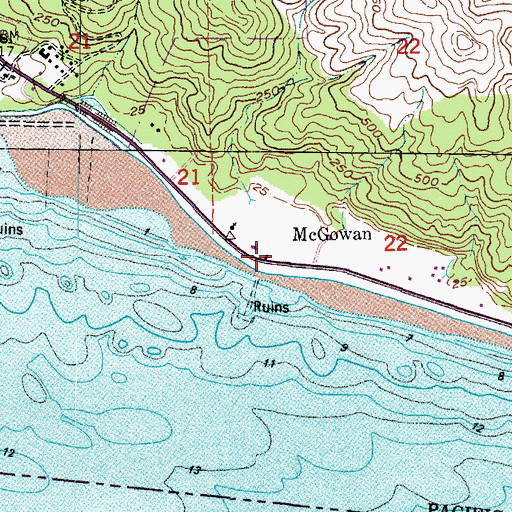 Topographic Map of McGowan, WA