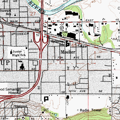 Topographic Map of Meeker, WA