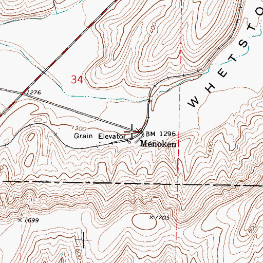 Topographic Map of Menoken, WA