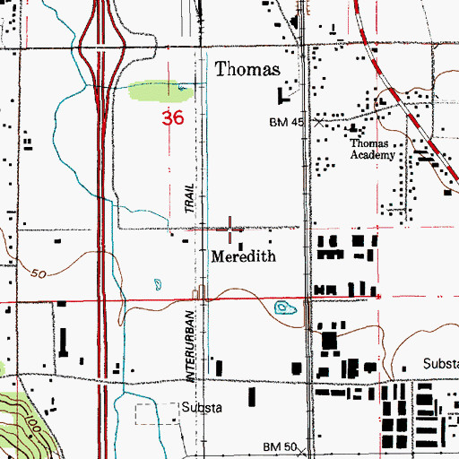 Topographic Map of Meredith, WA