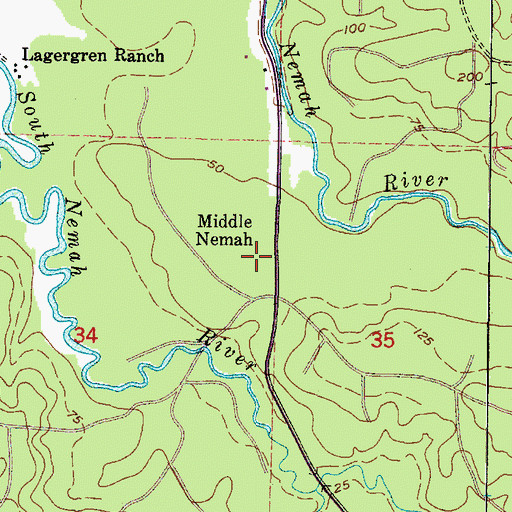 Topographic Map of Middle Nemah, WA