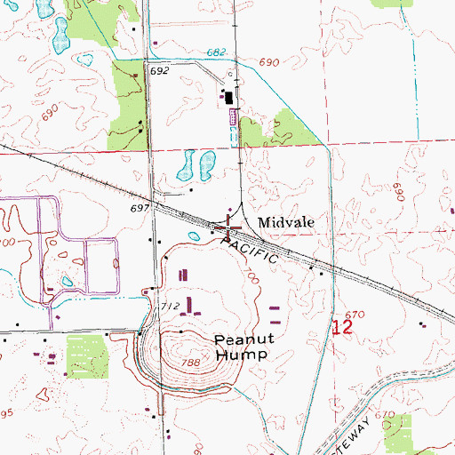 Topographic Map of Midvale, WA