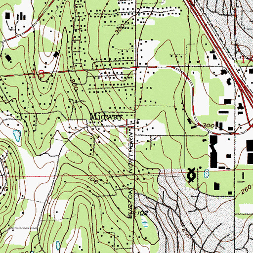 Topographic Map of Midway, WA