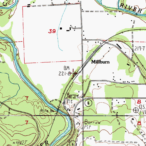 Topographic Map of Millburn, WA