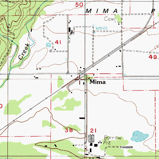 Topographic Map of Mima, WA