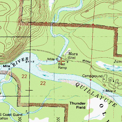 Topographic Map of Mora, WA
