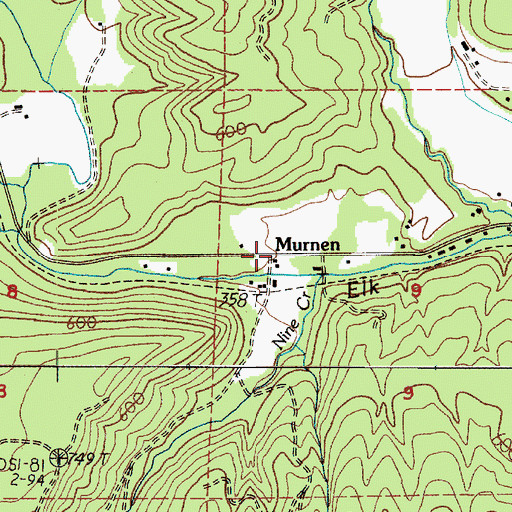 Topographic Map of Murnen, WA
