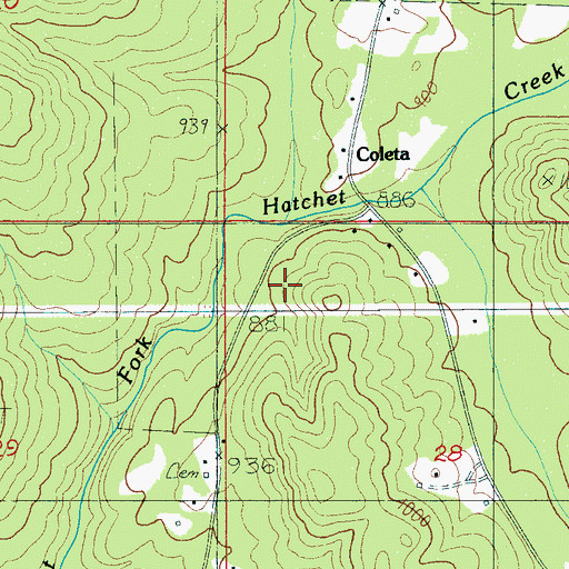 Topographic Map of Hatchet Creek Prospect, AL