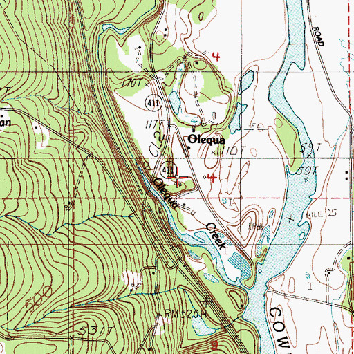 Topographic Map of Olequa, WA