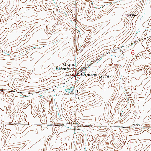 Topographic Map of Omans, WA