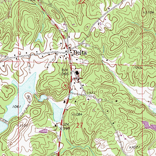 Topographic Map of Delta Church, AL