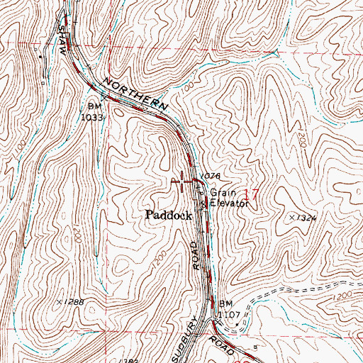 Topographic Map of Paddock, WA