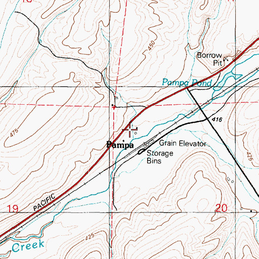 Topographic Map of Pampa, WA