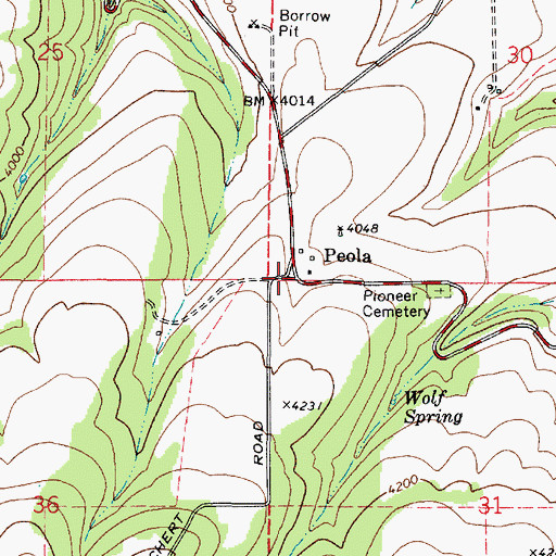 Topographic Map of Peola, WA