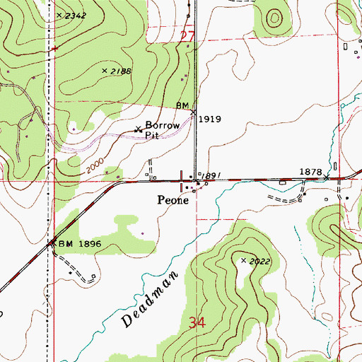 Topographic Map of Peone, WA