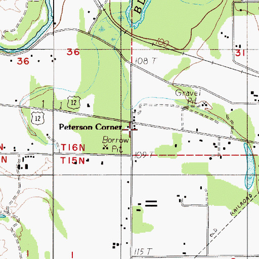 Topographic Map of Peterson Corner, WA