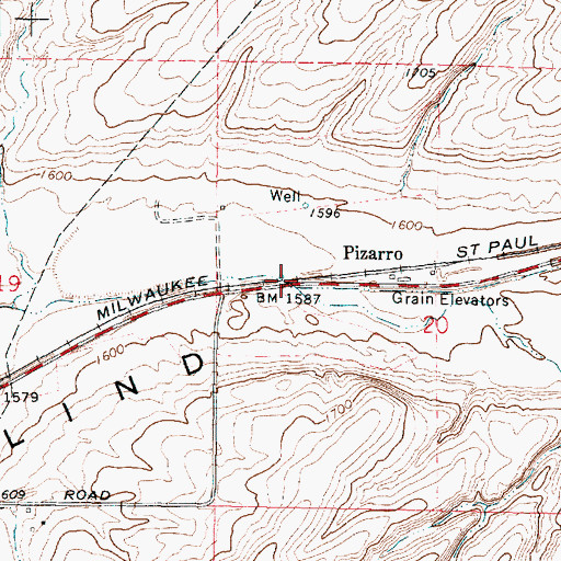 Topographic Map of Pizarro, WA