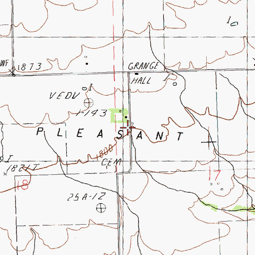 Topographic Map of Pleasant Valley, WA