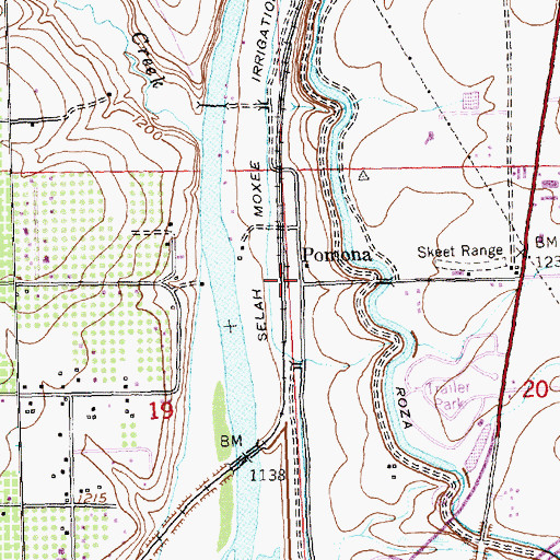 Topographic Map of Pomona, WA