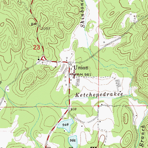 Topographic Map of Mount Zion Church, AL