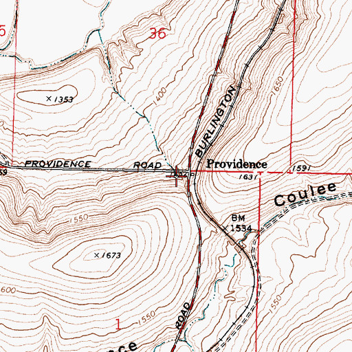 Topographic Map of Providence, WA