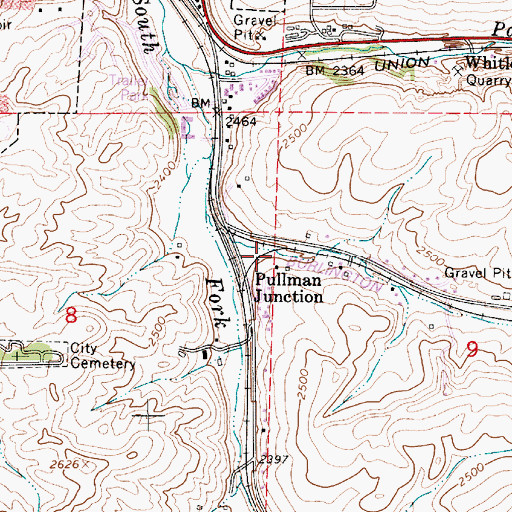 Topographic Map of Pullman Junction, WA