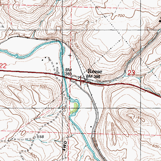 Topographic Map of Reese, WA