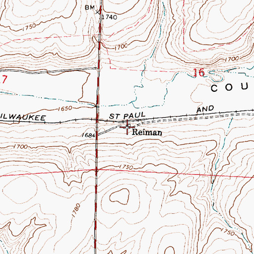 Topographic Map of Reiman, WA