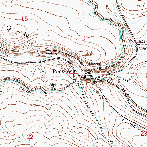 Topographic Map of Renslow, WA