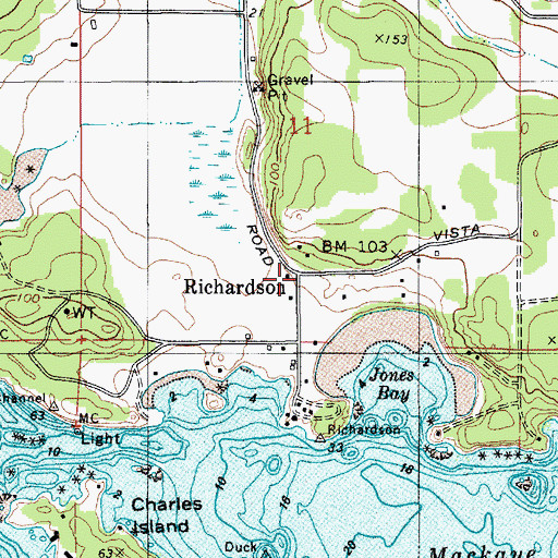Topographic Map of Richardson, WA