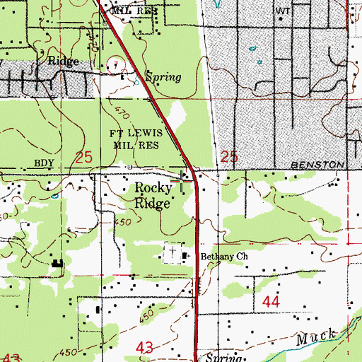 Topographic Map of Rocky Ridge, WA