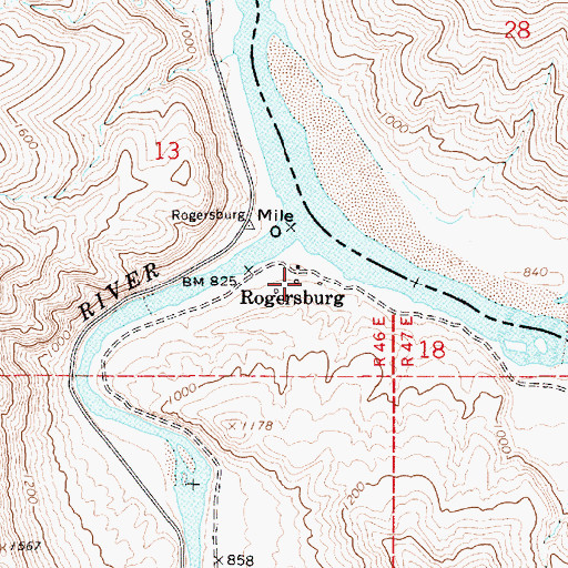 Topographic Map of Rogersburg, WA