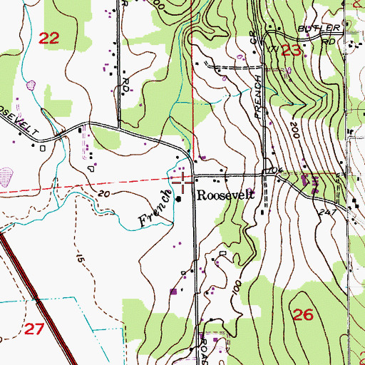 Topographic Map of Roosevelt, WA