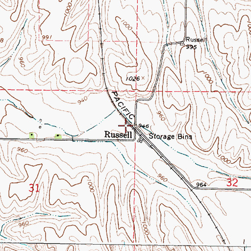 Topographic Map of Russell, WA