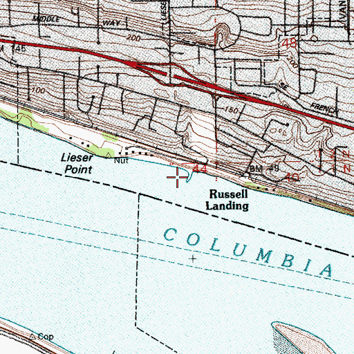 Topographic Map of Russell Landing, WA
