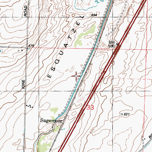 Topographic Map of Sagemoor, WA