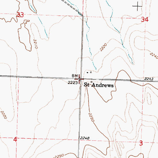 Topographic Map of Saint Andrews, WA