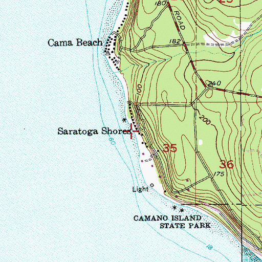 Topographic Map of Saratoga Shores, WA
