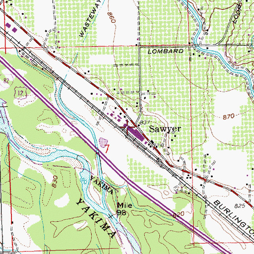 Topographic Map of Sawyer, WA