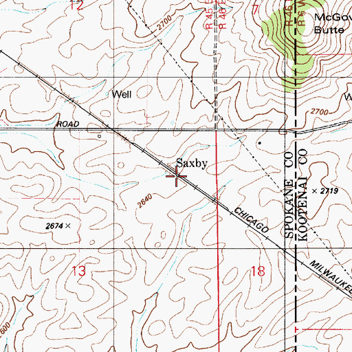 Topographic Map of Saxby, WA