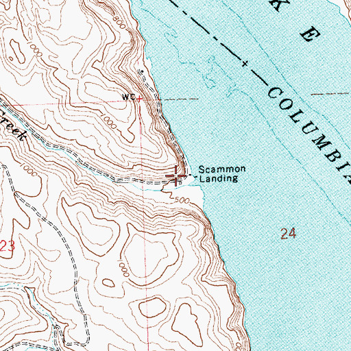 Topographic Map of Scammon Landing, WA