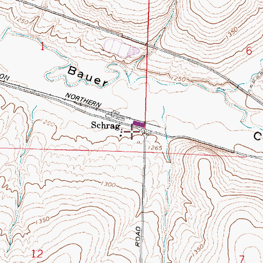 Topographic Map of Schrag, WA