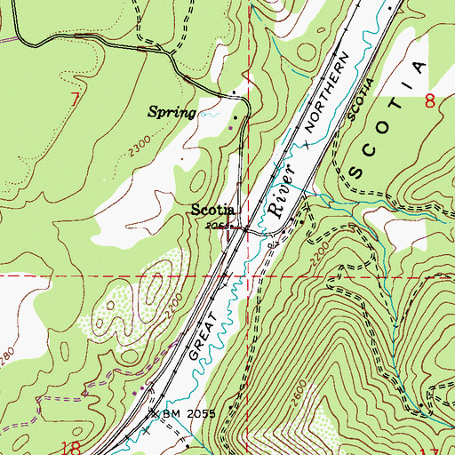 Topographic Map of Scotia, WA