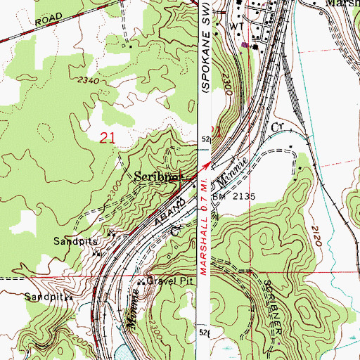 Topographic Map of Scribner, WA