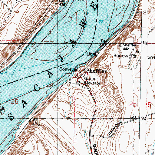 Topographic Map of Sheffler, WA