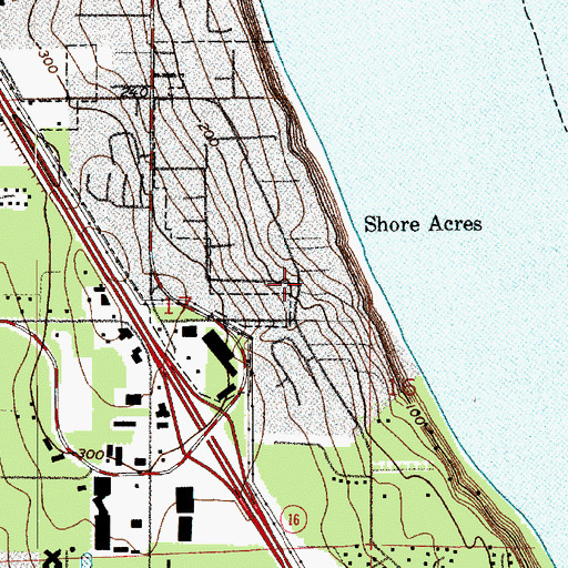 Topographic Map of Shore Acres, WA