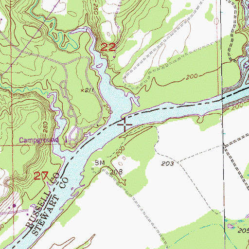 Topographic Map of McClouds Ferry (historical), AL